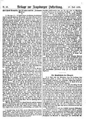 Augsburger Postzeitung. Beilage zur Augsburger Postzeitung (Augsburger Postzeitung) Mittwoch 17. Juli 1872