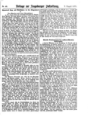 Augsburger Postzeitung. Beilage zur Augsburger Postzeitung (Augsburger Postzeitung) Mittwoch 7. August 1872