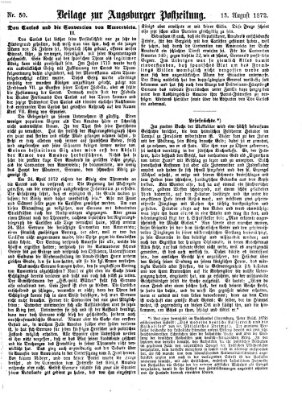 Augsburger Postzeitung. Beilage zur Augsburger Postzeitung (Augsburger Postzeitung) Dienstag 13. August 1872