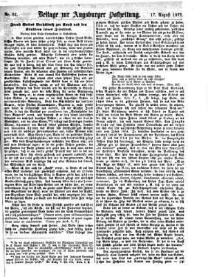 Augsburger Postzeitung. Beilage zur Augsburger Postzeitung (Augsburger Postzeitung) Samstag 17. August 1872