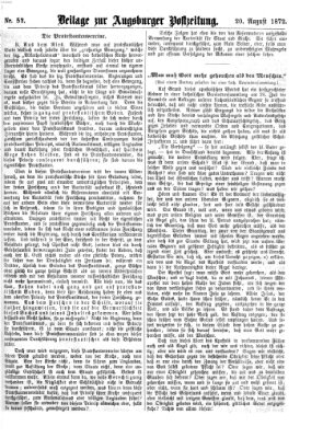 Augsburger Postzeitung. Beilage zur Augsburger Postzeitung (Augsburger Postzeitung) Dienstag 20. August 1872