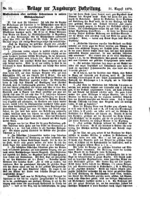 Augsburger Postzeitung. Beilage zur Augsburger Postzeitung (Augsburger Postzeitung) Samstag 31. August 1872