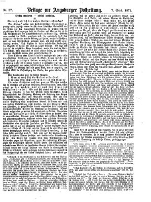 Augsburger Postzeitung. Beilage zur Augsburger Postzeitung (Augsburger Postzeitung) Samstag 7. September 1872