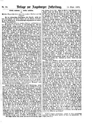 Augsburger Postzeitung. Beilage zur Augsburger Postzeitung (Augsburger Postzeitung) Dienstag 10. September 1872