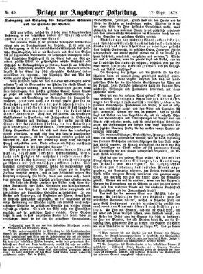 Augsburger Postzeitung. Beilage zur Augsburger Postzeitung (Augsburger Postzeitung) Dienstag 17. September 1872