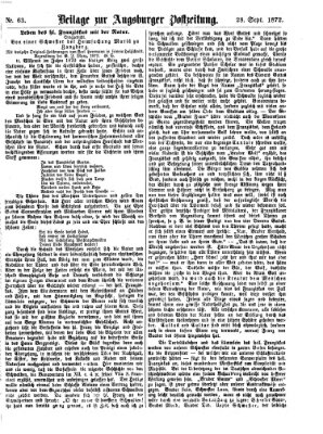 Augsburger Postzeitung. Beilage zur Augsburger Postzeitung (Augsburger Postzeitung) Samstag 28. September 1872