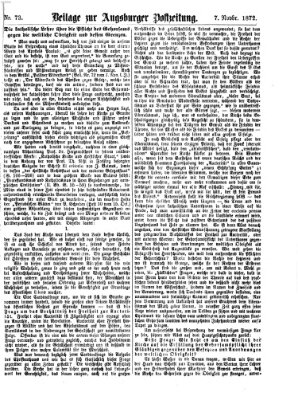 Augsburger Postzeitung. Beilage zur Augsburger Postzeitung (Augsburger Postzeitung) Donnerstag 7. November 1872