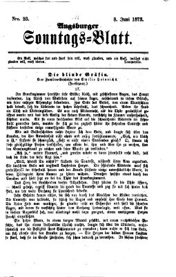 Augsburger Sonntagsblatt (Augsburger Postzeitung) Sonntag 8. Juni 1873