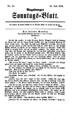 Augsburger Sonntagsblatt (Augsburger Postzeitung) Sonntag 15. Juni 1873