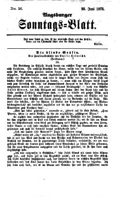 Augsburger Sonntagsblatt (Augsburger Postzeitung) Sonntag 29. Juni 1873