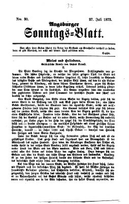 Augsburger Sonntagsblatt (Augsburger Postzeitung) Sonntag 27. Juli 1873