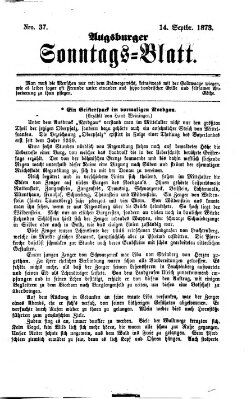 Augsburger Sonntagsblatt (Augsburger Postzeitung) Sonntag 14. September 1873