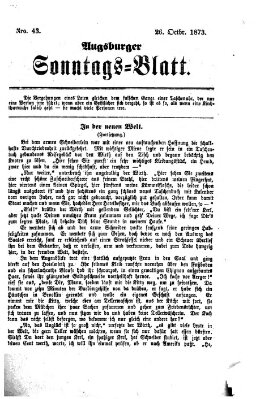 Augsburger Sonntagsblatt (Augsburger Postzeitung) Sonntag 26. Oktober 1873