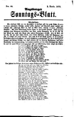 Augsburger Sonntagsblatt (Augsburger Postzeitung) Sonntag 2. November 1873