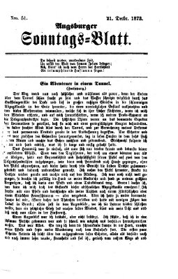 Augsburger Sonntagsblatt (Augsburger Postzeitung) Sonntag 21. Dezember 1873