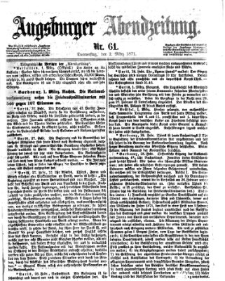 Augsburger Abendzeitung Donnerstag 2. März 1871