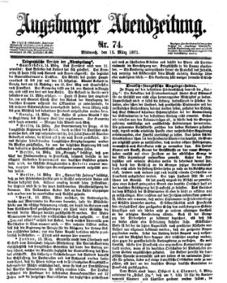 Augsburger Abendzeitung Mittwoch 15. März 1871