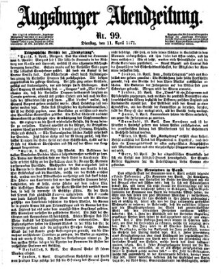 Augsburger Abendzeitung Dienstag 11. April 1871