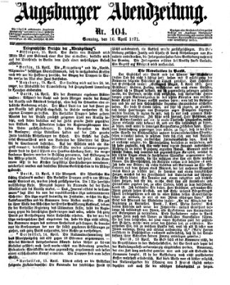 Augsburger Abendzeitung Sonntag 16. April 1871