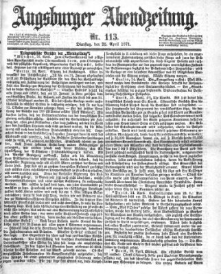 Augsburger Abendzeitung Dienstag 25. April 1871