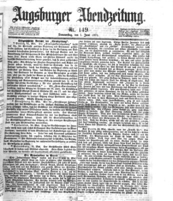 Augsburger Abendzeitung Donnerstag 1. Juni 1871