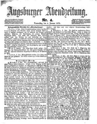 Augsburger Abendzeitung Donnerstag 4. Januar 1872