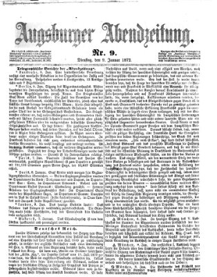 Augsburger Abendzeitung Dienstag 9. Januar 1872