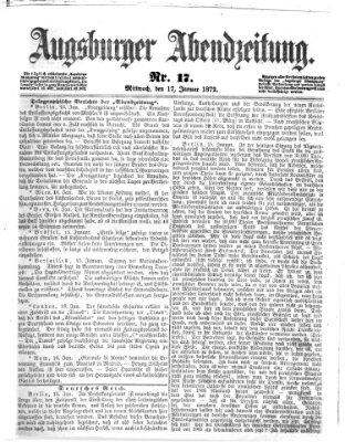 Augsburger Abendzeitung Mittwoch 17. Januar 1872