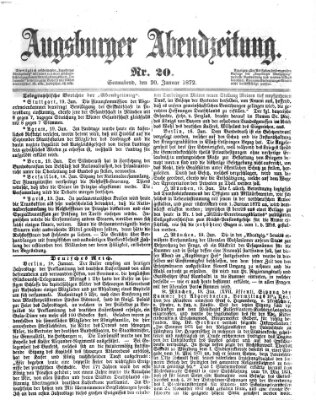 Augsburger Abendzeitung Samstag 20. Januar 1872