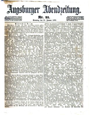 Augsburger Abendzeitung Sonntag 21. Januar 1872