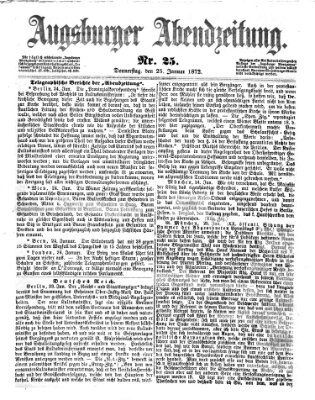 Augsburger Abendzeitung Donnerstag 25. Januar 1872