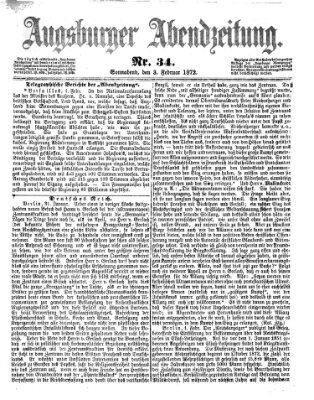 Augsburger Abendzeitung Samstag 3. Februar 1872