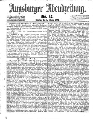 Augsburger Abendzeitung Dienstag 6. Februar 1872