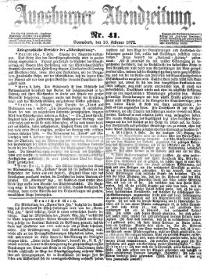 Augsburger Abendzeitung Samstag 10. Februar 1872