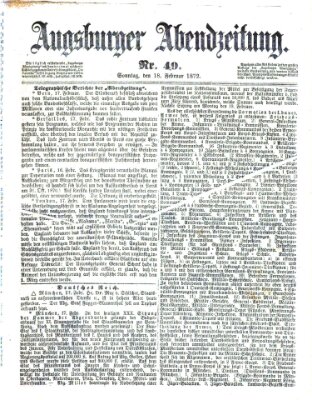 Augsburger Abendzeitung Sonntag 18. Februar 1872