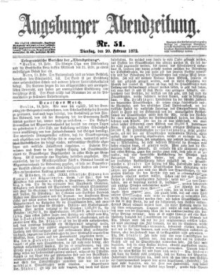 Augsburger Abendzeitung Dienstag 20. Februar 1872