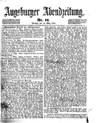 Augsburger Abendzeitung Dienstag 12. März 1872