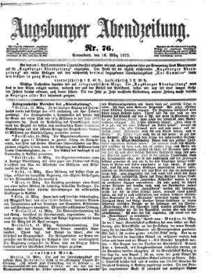 Augsburger Abendzeitung Samstag 16. März 1872