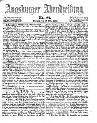 Augsburger Abendzeitung Mittwoch 27. März 1872