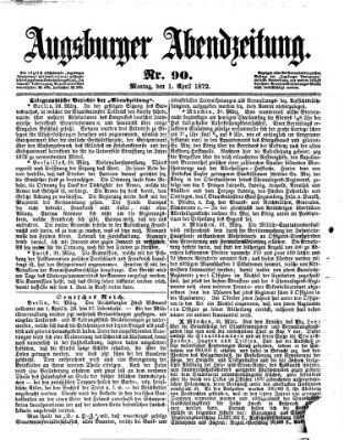 Augsburger Abendzeitung Montag 1. April 1872