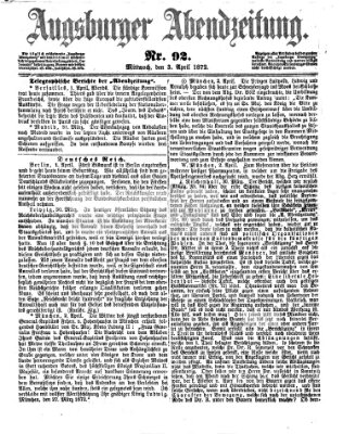 Augsburger Abendzeitung Mittwoch 3. April 1872