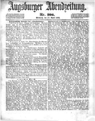 Augsburger Abendzeitung Mittwoch 17. April 1872