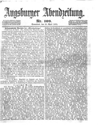 Augsburger Abendzeitung Samstag 20. April 1872