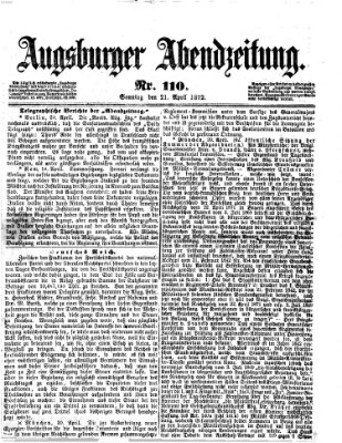 Augsburger Abendzeitung Sonntag 21. April 1872