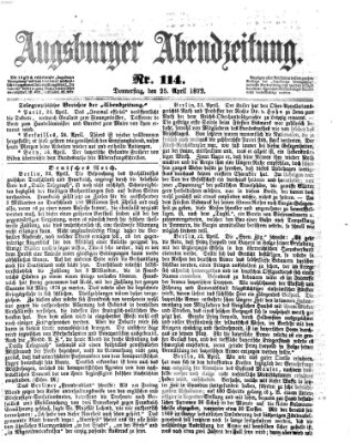 Augsburger Abendzeitung Donnerstag 25. April 1872