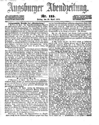 Augsburger Abendzeitung Freitag 26. April 1872