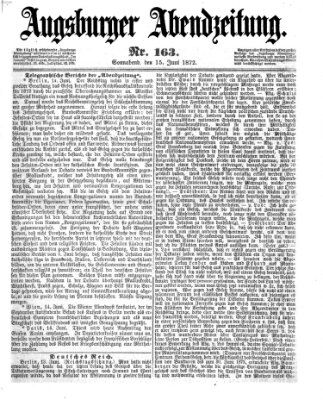 Augsburger Abendzeitung Samstag 15. Juni 1872