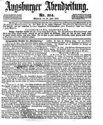 Augsburger Abendzeitung Mittwoch 26. Juni 1872