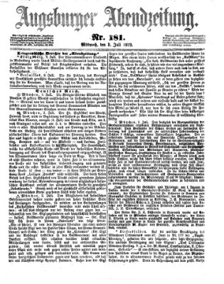 Augsburger Abendzeitung Mittwoch 3. Juli 1872