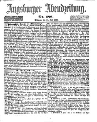 Augsburger Abendzeitung Mittwoch 10. Juli 1872